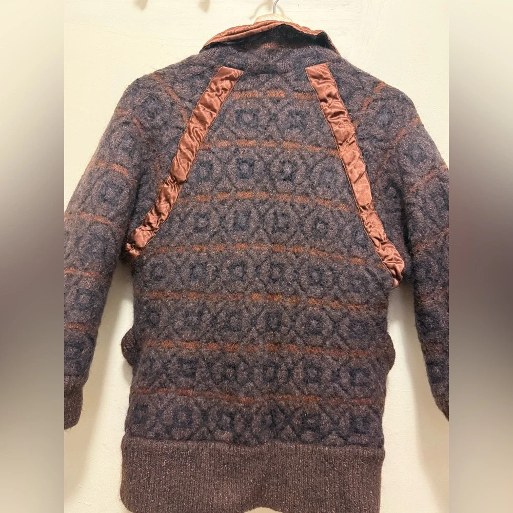 Escada Vintage Brown Knit Mohair Wool Ribbed Hem Cardigan Made In Germany Sz 40